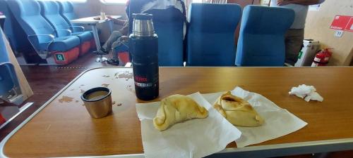 Having late lunch on ferry