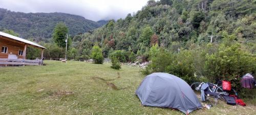 Camp site at Lago Yelcho in the morning