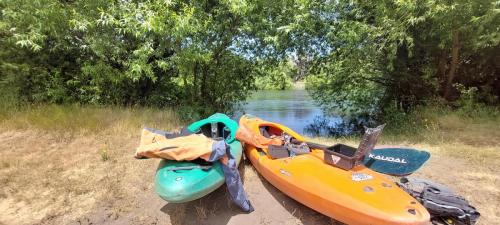 Our Kayaks. The green one for me.