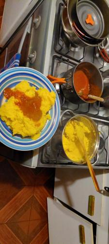 Cooking Polenta in Bicycle Refugio 