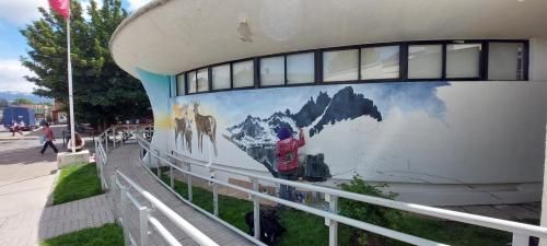 Artist in action in Coyhaique 