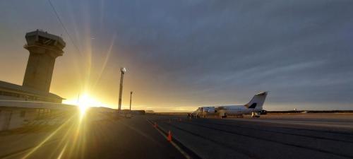 Sunset at airport of Punta Arenas