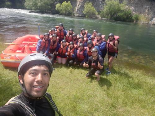 Rafting crew with guide 